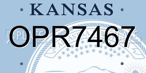 OPR7467 Kansas License Plate