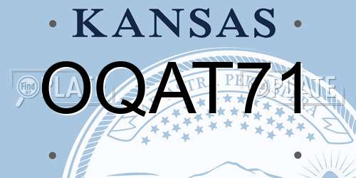 OQAT71 Kansas License Plate