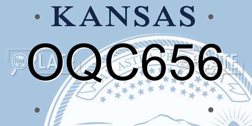 OQC656 Kansas License Plate