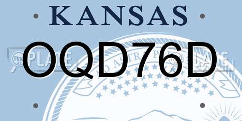OQD76D Kansas License Plate