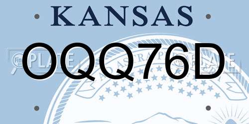 OQQ76D Kansas License Plate