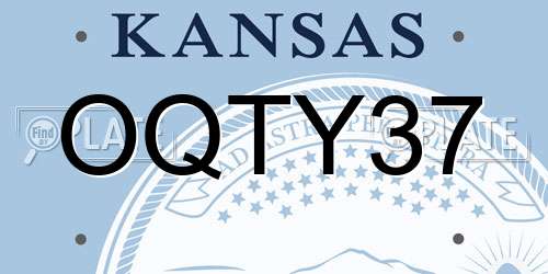OQTY37 Kansas License Plate