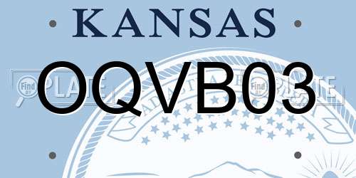 OQVB03 Kansas License Plate