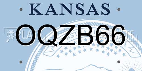 OQZB66 Kansas License Plate