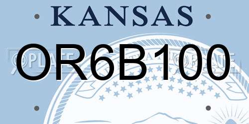 OR6B100 Kansas License Plate
