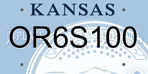 OR6S100 Kansas License Plate