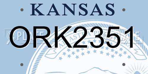 ORK2351 Kansas License Plate