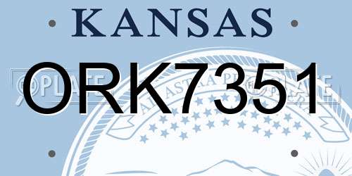 ORK7351 Kansas License Plate