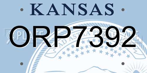 ORP7392 Kansas License Plate