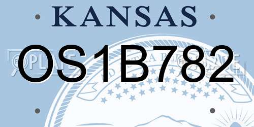 OS1B782 Kansas License Plate