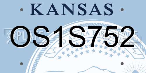 OS1S752 Kansas License Plate
