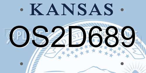 OS2D689 Kansas License Plate