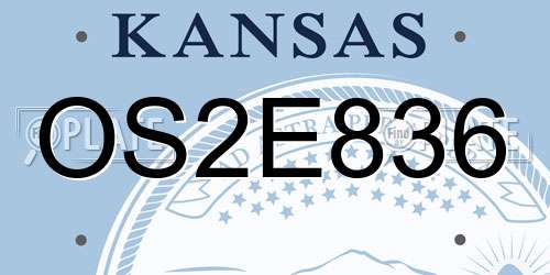 OS2E836 Kansas License Plate