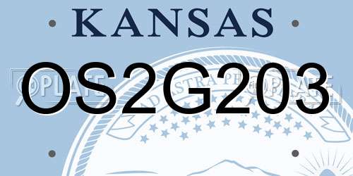 OS2G203 Kansas License Plate