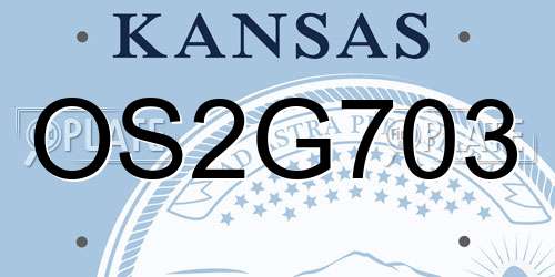 OS2G703 Kansas License Plate