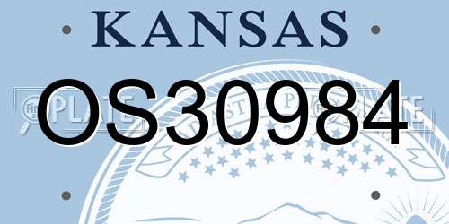 OS30984 Kansas License Plate