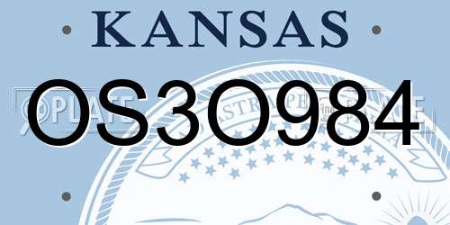 OS3O984 Kansas License Plate