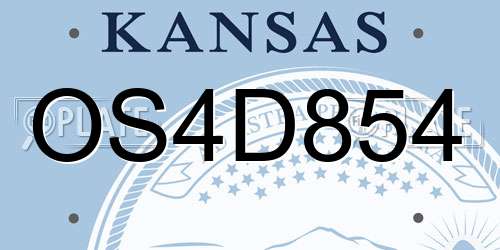 OS4D854 Kansas License Plate