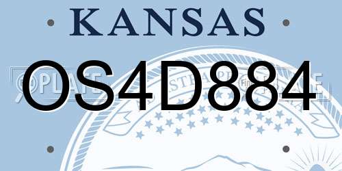 OS4D884 Kansas License Plate