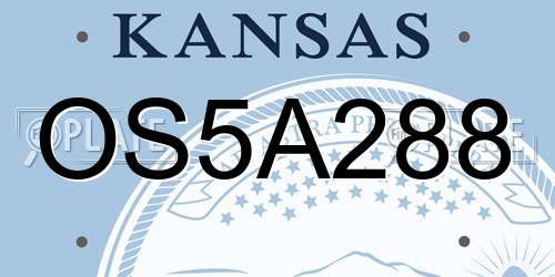 OS5A288 Kansas License Plate