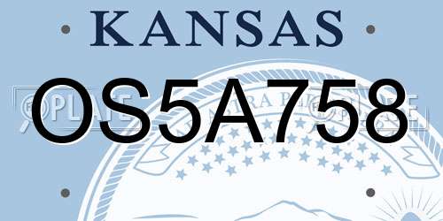 OS5A758 Kansas License Plate