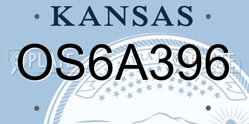 OS6A396 Kansas License Plate