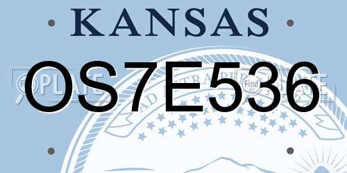 OS7E536 Kansas License Plate