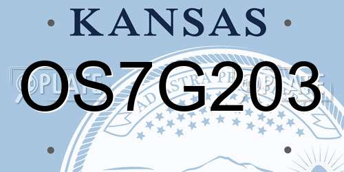 OS7G203 Kansas License Plate