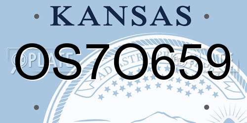 OS7O659 Kansas License Plate