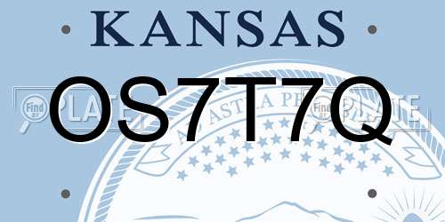 OS7T7Q Kansas License Plate