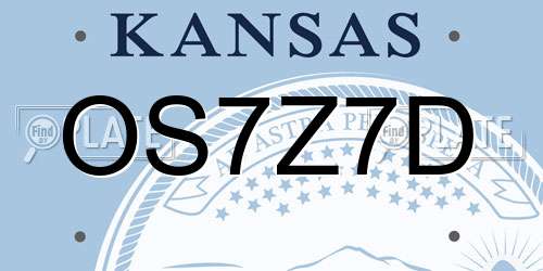 OS7Z7D Kansas License Plate