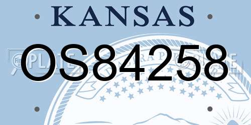 OS84258 Kansas License Plate