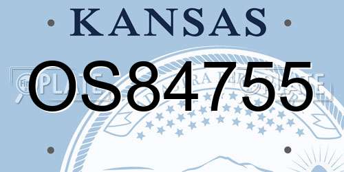 OS84755 Kansas License Plate