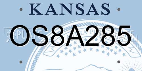 OS8A285 Kansas License Plate