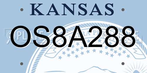 OS8A288 Kansas License Plate