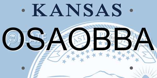 OSAOBBA Kansas License Plate