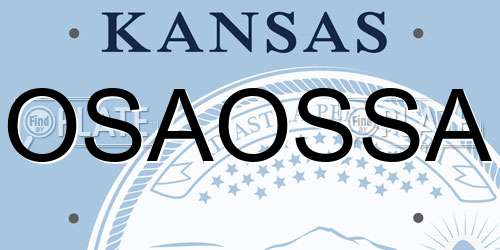 OSAOSSA Kansas License Plate