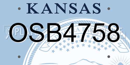 OSB4758 Kansas License Plate