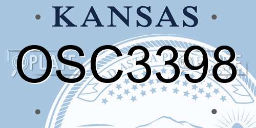 OSC3398 Kansas License Plate