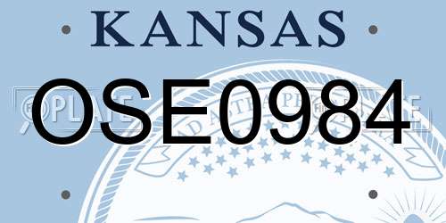 OSE0984 Kansas License Plate