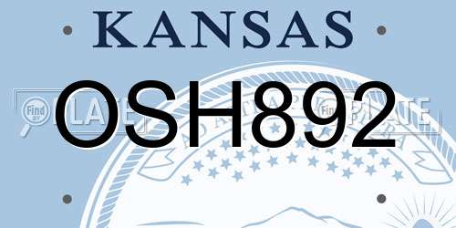 OSH892 Kansas License Plate
