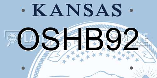 OSHB92 Kansas License Plate