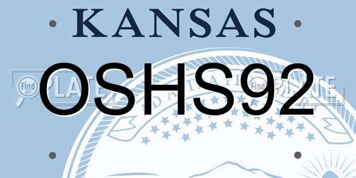 OSHS92 Kansas License Plate