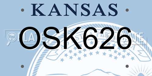 OSK626 Kansas License Plate