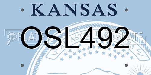 OSL492 Kansas License Plate