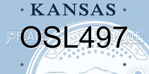 OSL497 Kansas License Plate