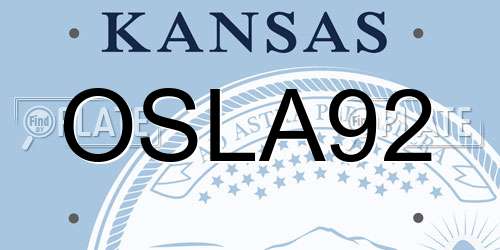 OSLA92 Kansas License Plate