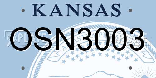 OSN3003 Kansas License Plate