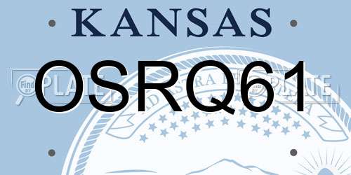 OSRQ61 Kansas License Plate