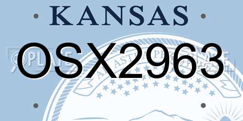 OSX2963 Kansas License Plate